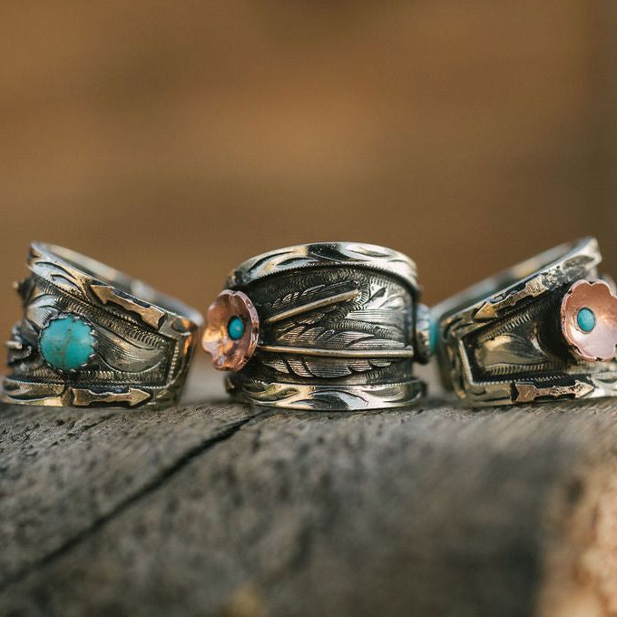 First Arrow Feather Ring With Turquoise Stone Wynona Ring